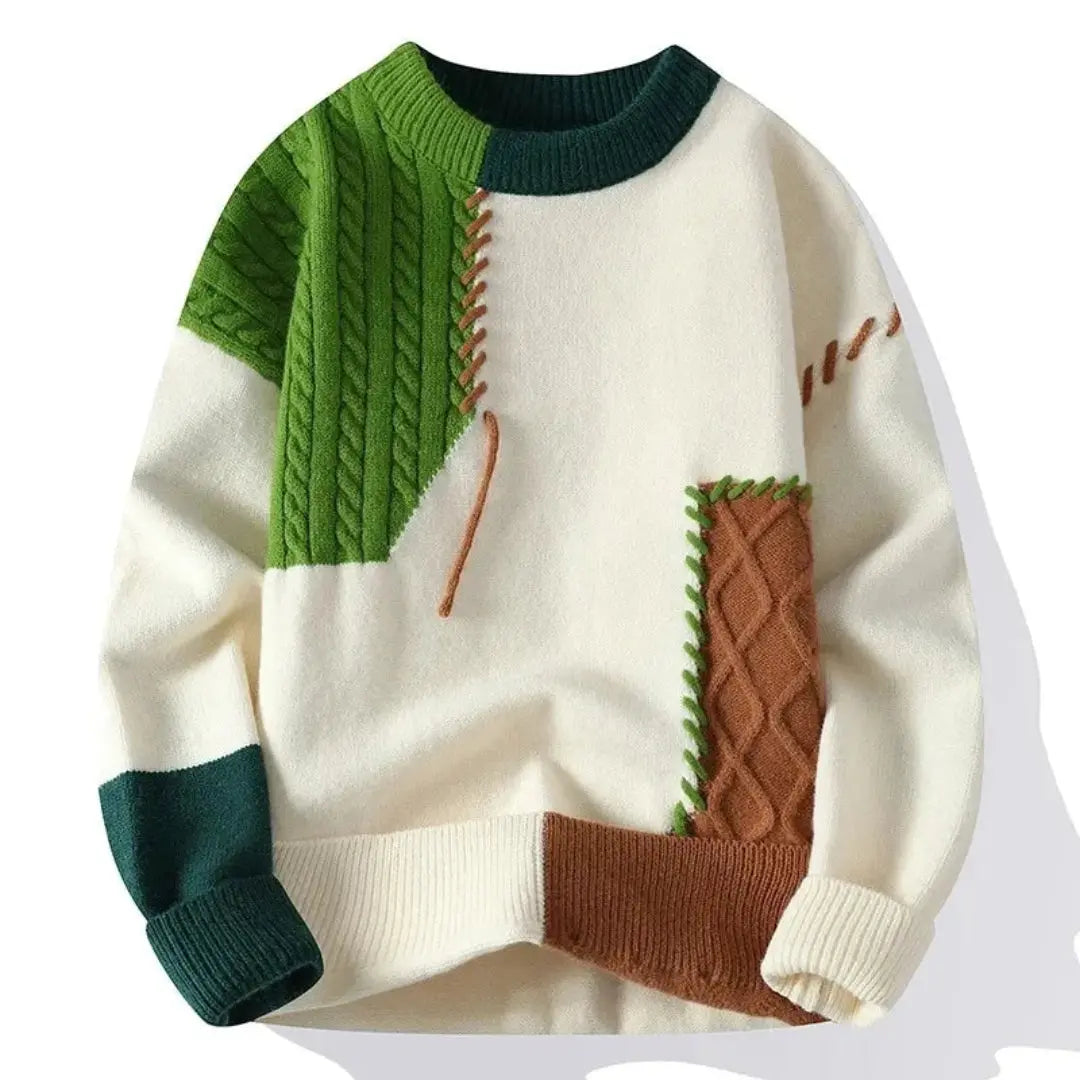 Mason | Patchwork Color-Block Knit Sweater - Northeart Couture
