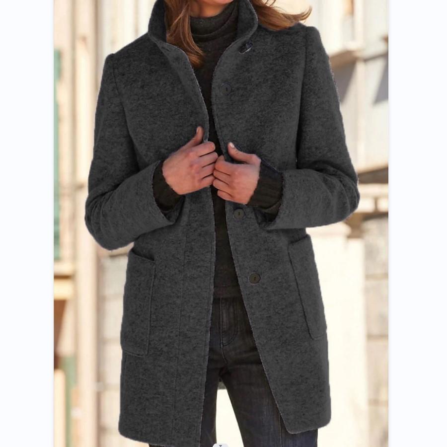 Amanda | Classic Wool Women Coat with Retro Button Closure - Northeart Couture