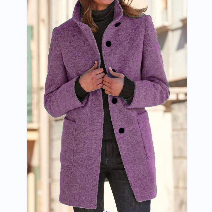 Amanda | Classic Wool Women Coat with Retro Button Closure - Northeart Couture