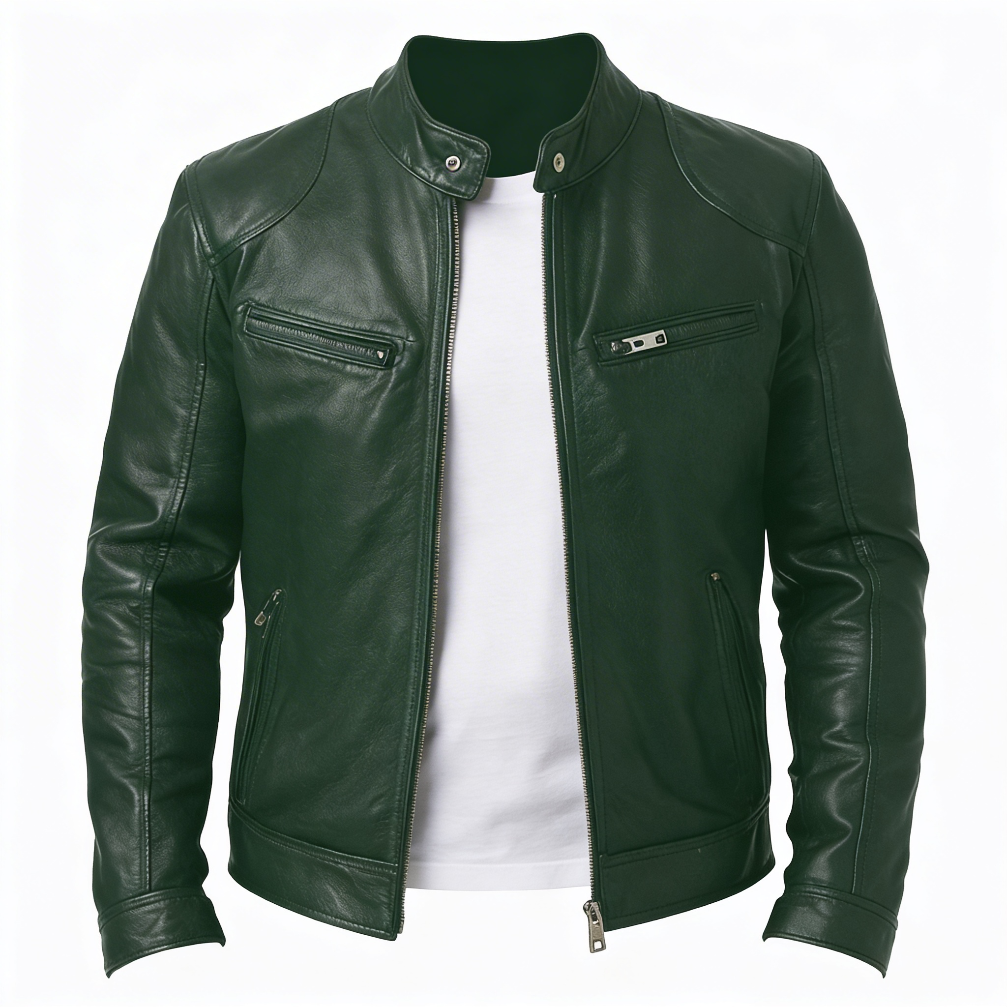 Rino | Men’s Casual Premium Leather Jacket – Modern Tailored Fit with Sleek Zip Closure - Northeart Couture