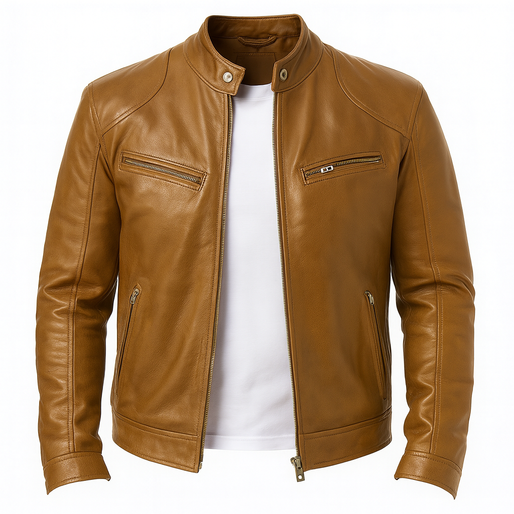 Rino | Men’s Casual Premium Leather Jacket – Modern Tailored Fit with Sleek Zip Closure - Northeart Couture