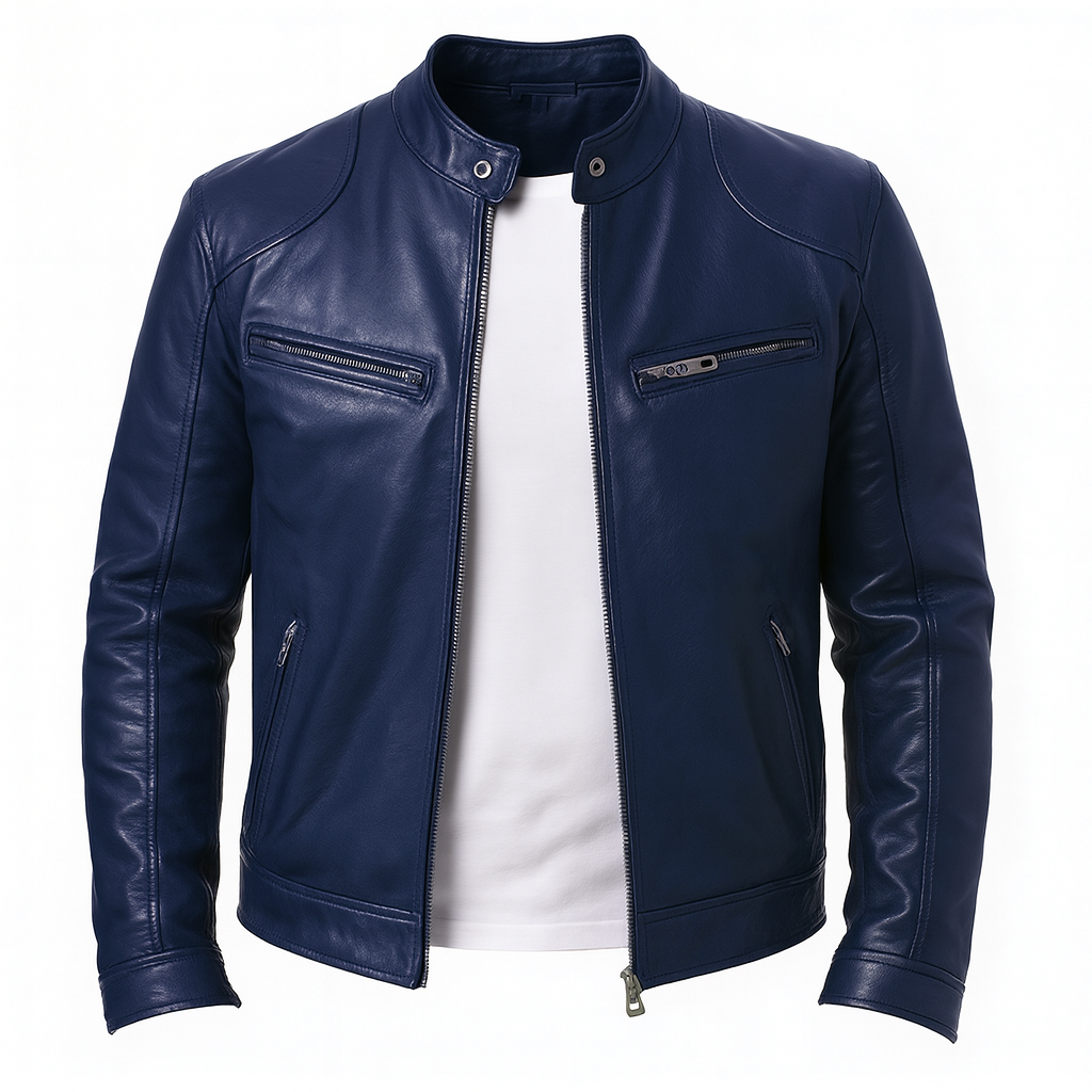Rino | Men’s Casual Premium Leather Jacket – Modern Tailored Fit with Sleek Zip Closure - Northeart Couture