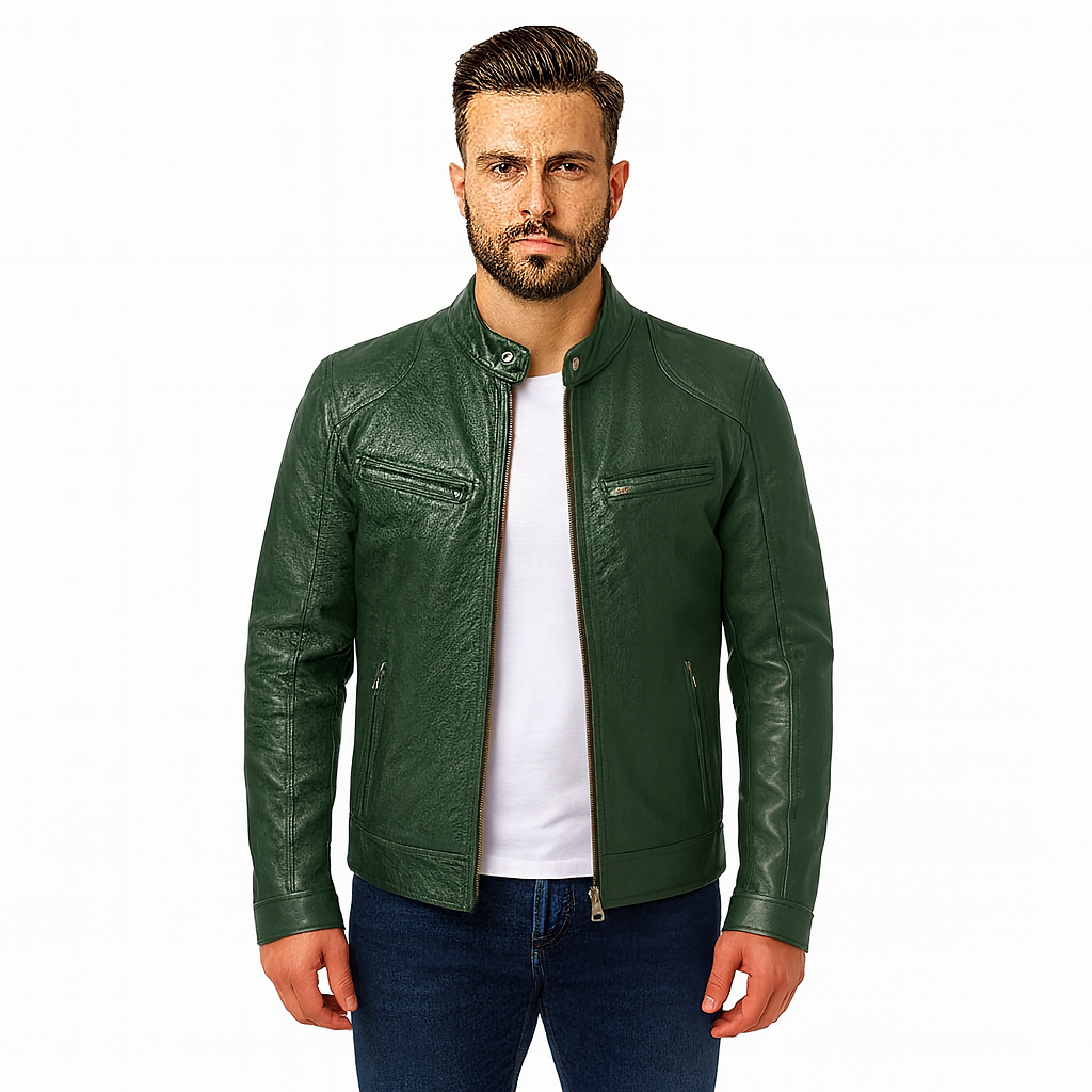 Rino | Men’s Casual Premium Leather Jacket – Modern Tailored Fit with Sleek Zip Closure - Northeart Couture