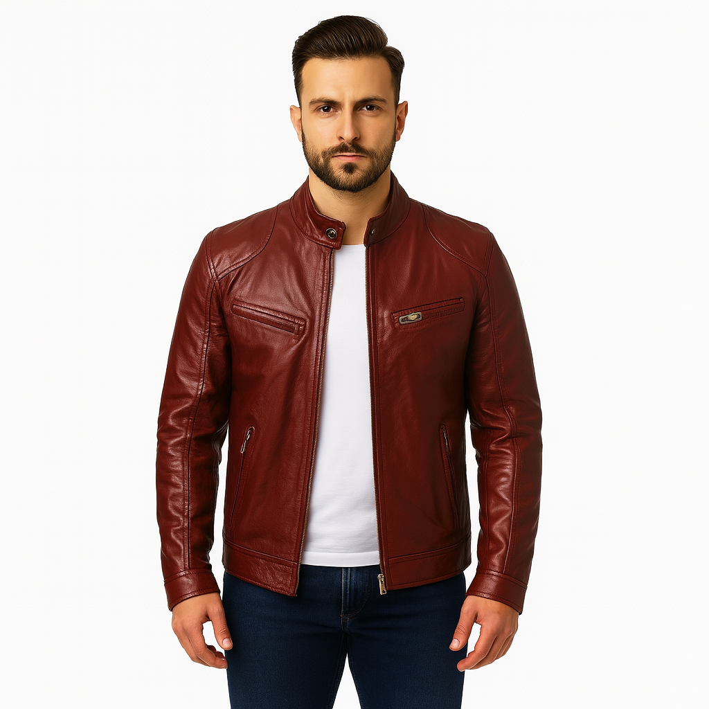 Rino | Men’s Casual Premium Leather Jacket – Modern Tailored Fit with Sleek Zip Closure - Northeart Couture