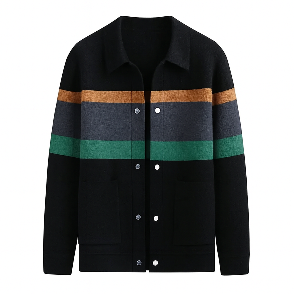 Andrei | Color Stripes Knitted Cardigan Artisanal Comfort with Visual Depth - Northeart Couture