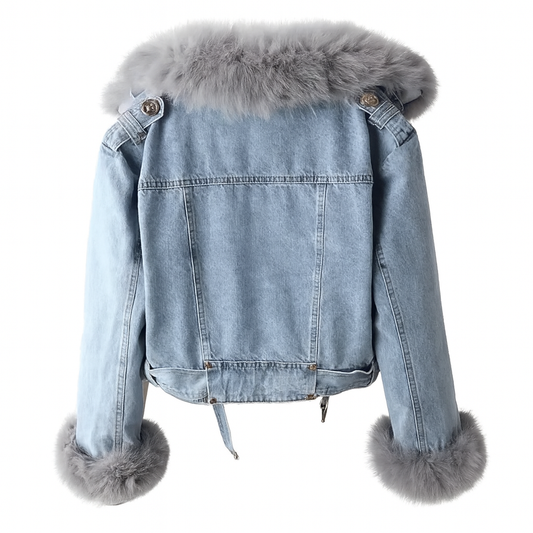 Mona | Urban Elegance Denim & Fur Jacket - Northeart Couture