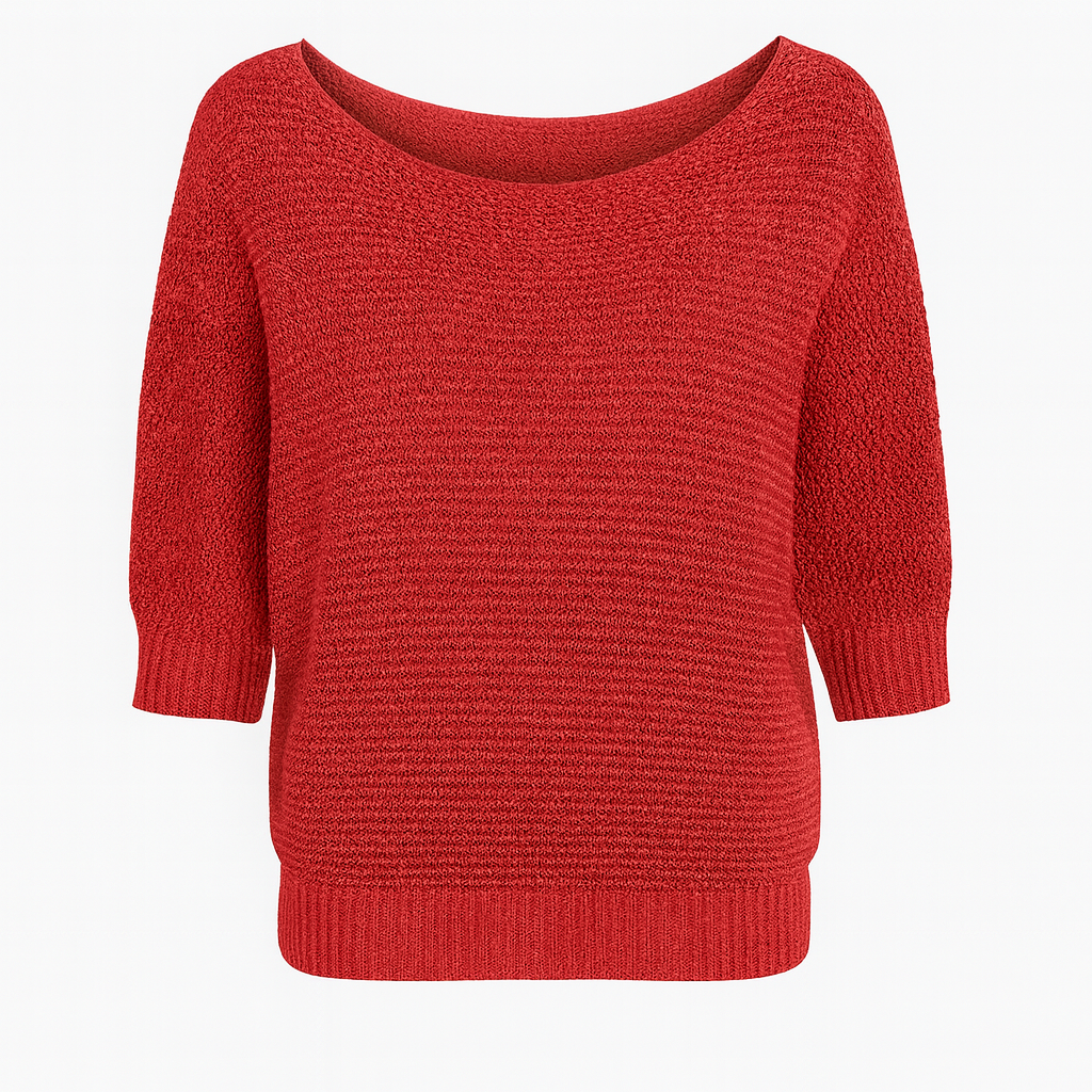 Aubrey | Elegant Knitted Pullover Three Quarter Sleeve Sweater - Northeart Couture