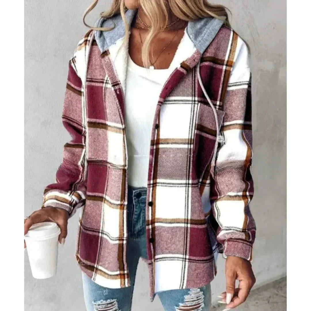 Callista | Modern Plaid Hooded Jacket for Women - Northeart Couture