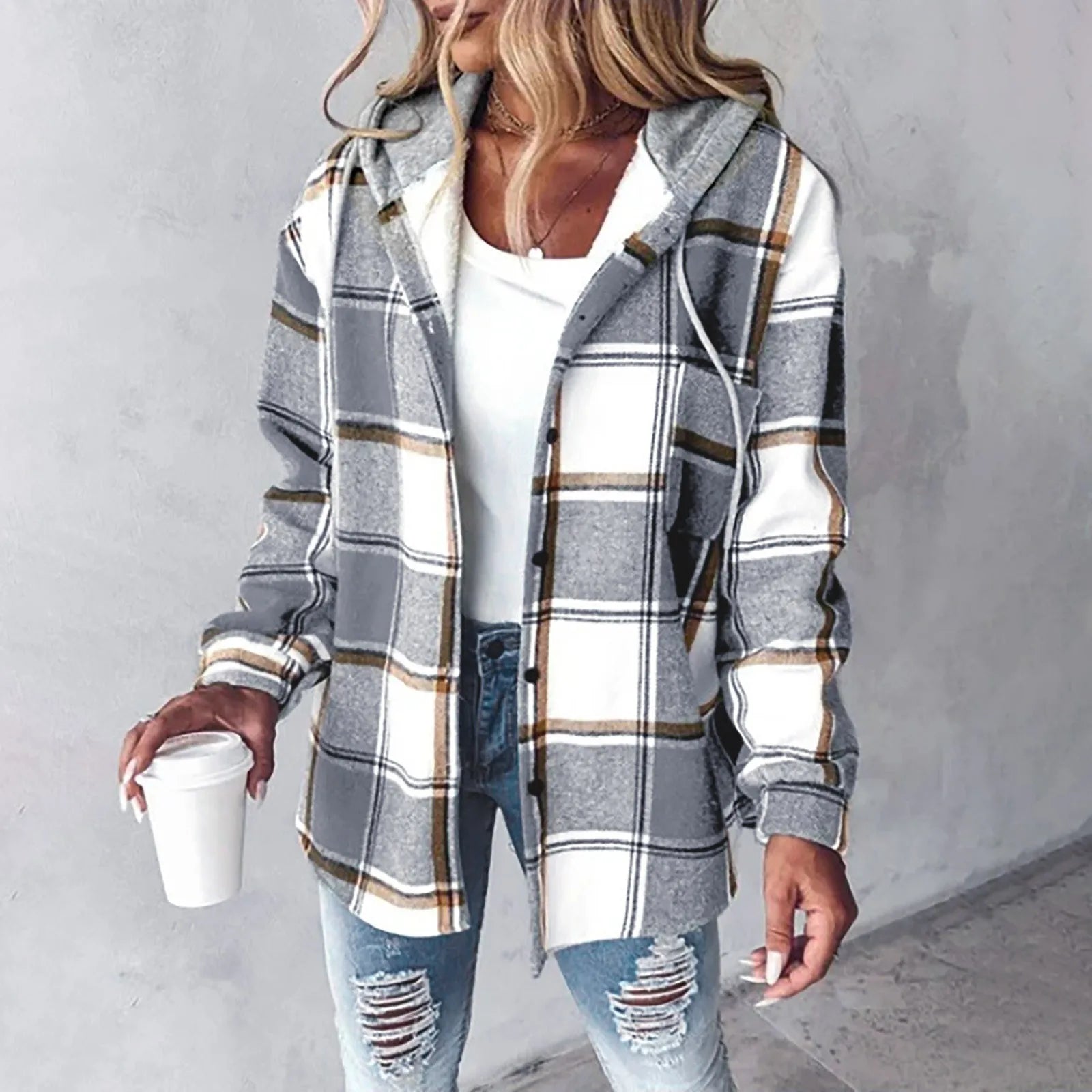 Callista | Modern Plaid Hooded Jacket for Women - Northeart Couture