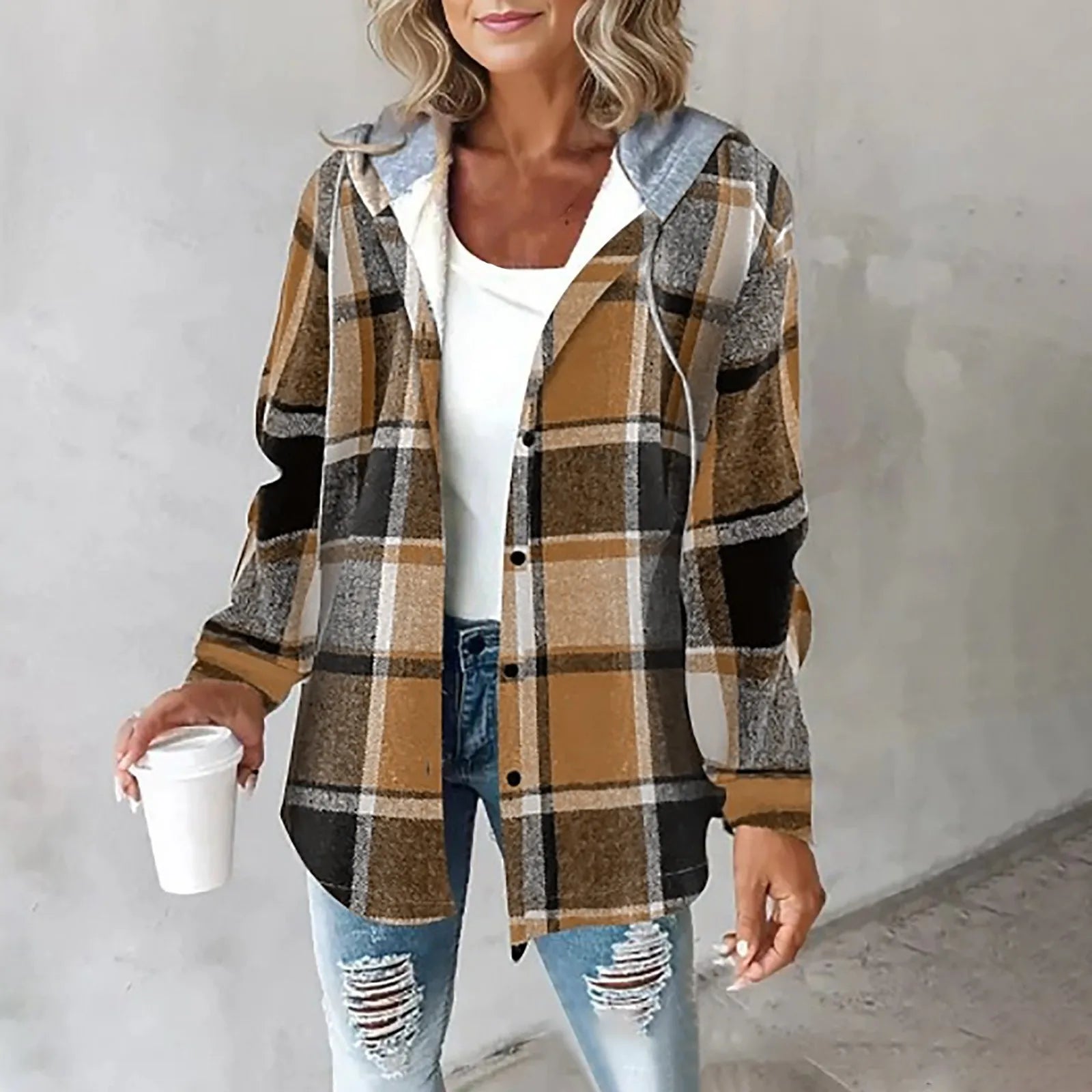 Callista | Modern Plaid Hooded Jacket for Women - Northeart Couture