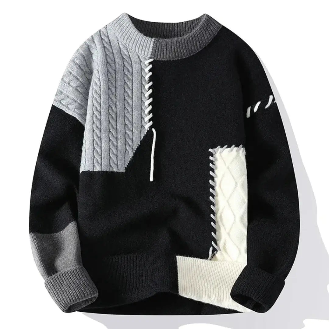 Mason | Patchwork Color-Block Knit Sweater - Northeart Couture