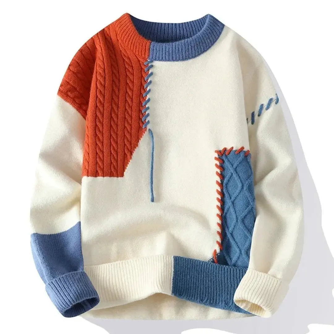 Mason | Patchwork Color-Block Knit Sweater - Northeart Couture