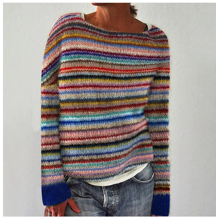 Aurora | Multicolor Striped Knit Pullover - Northeart Couture