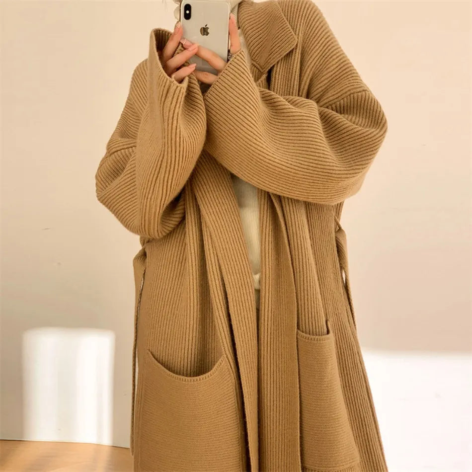 Ariana | Elegant Knitted Long Coat for Women - Northeart Couture