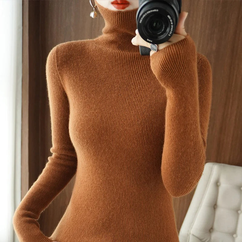 Vivienne | Women Casual Turtleneck Pullover Sweater - Northeart Couture