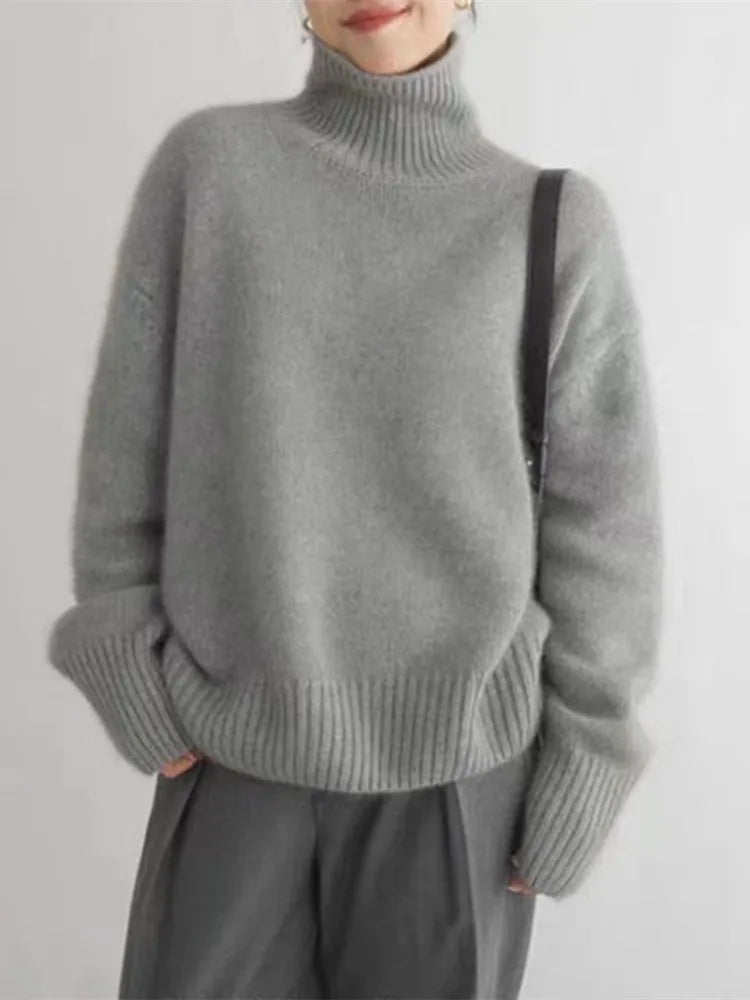 Cristina | Women Loose Turtleneck Knit Sweater for Cozy Days - Northeart Couture