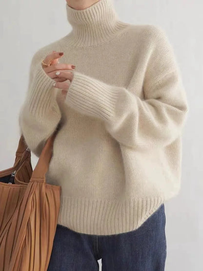 Cristina | Women Loose Turtleneck Knit Sweater for Cozy Days - Northeart Couture