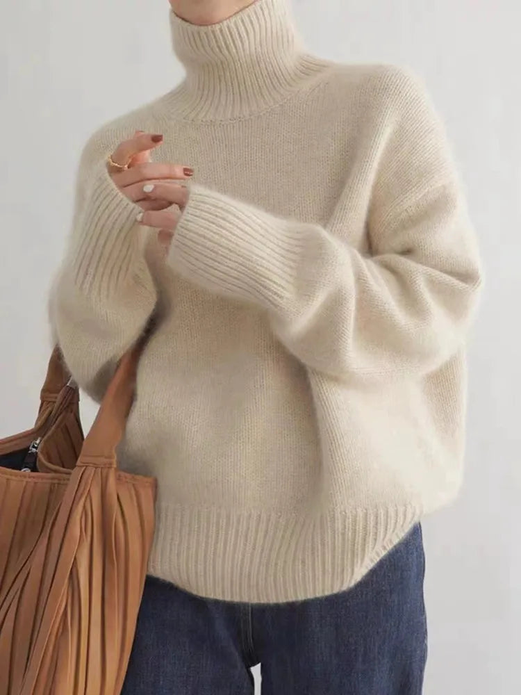Cristina | Women Loose Turtleneck Knit Sweater for Cozy Days - Northeart Couture