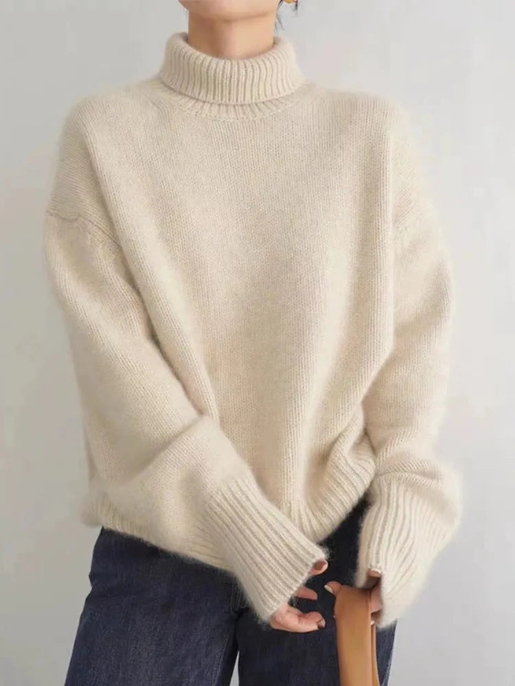 Cristina | Women Loose Turtleneck Knit Sweater for Cozy Days - Northeart Couture