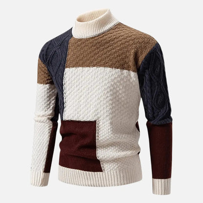 Orion | Men Structured Knit Sweater with Color Patches - Northeart Couture