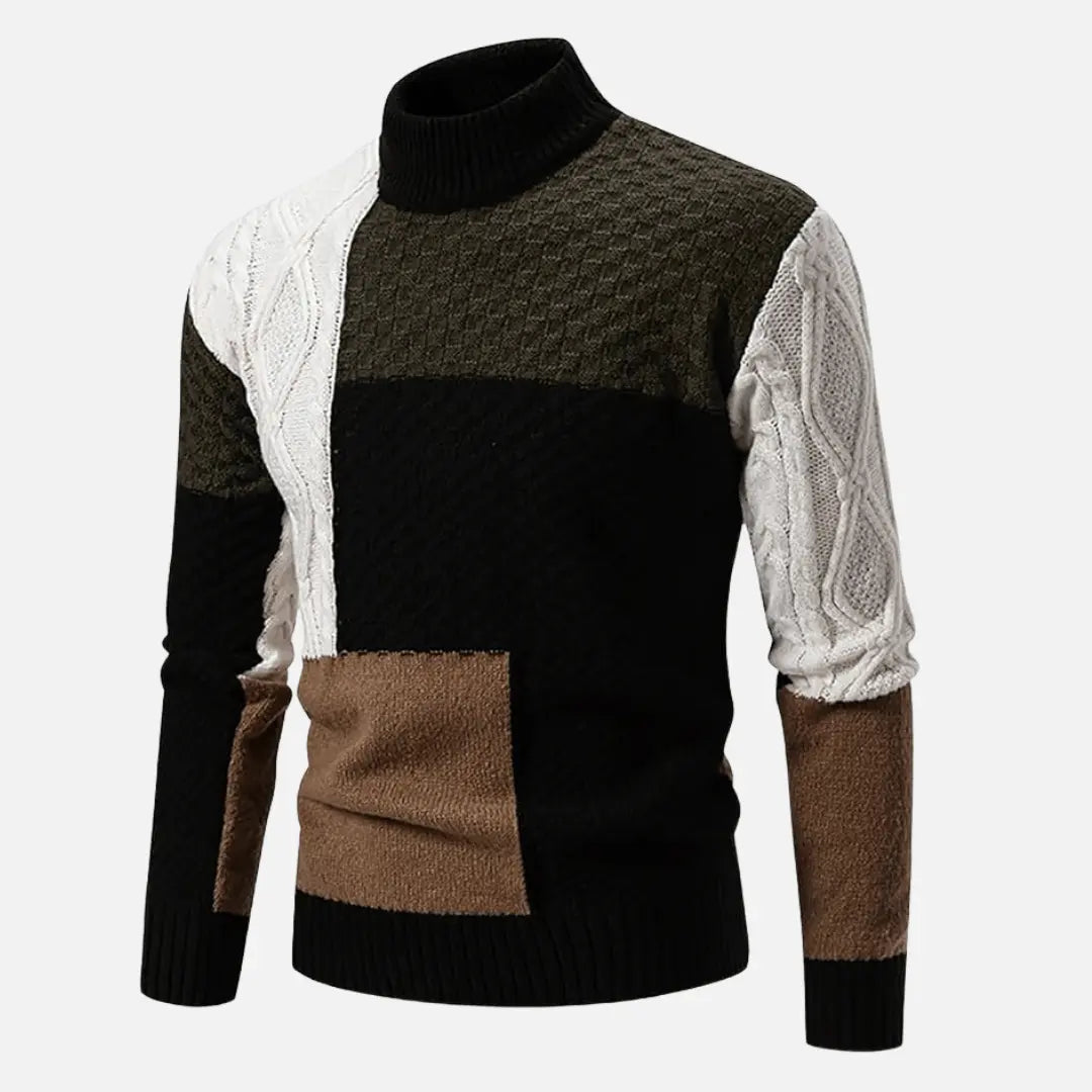 Orion | Men Structured Knit Sweater with Color Patches - Northeart Couture