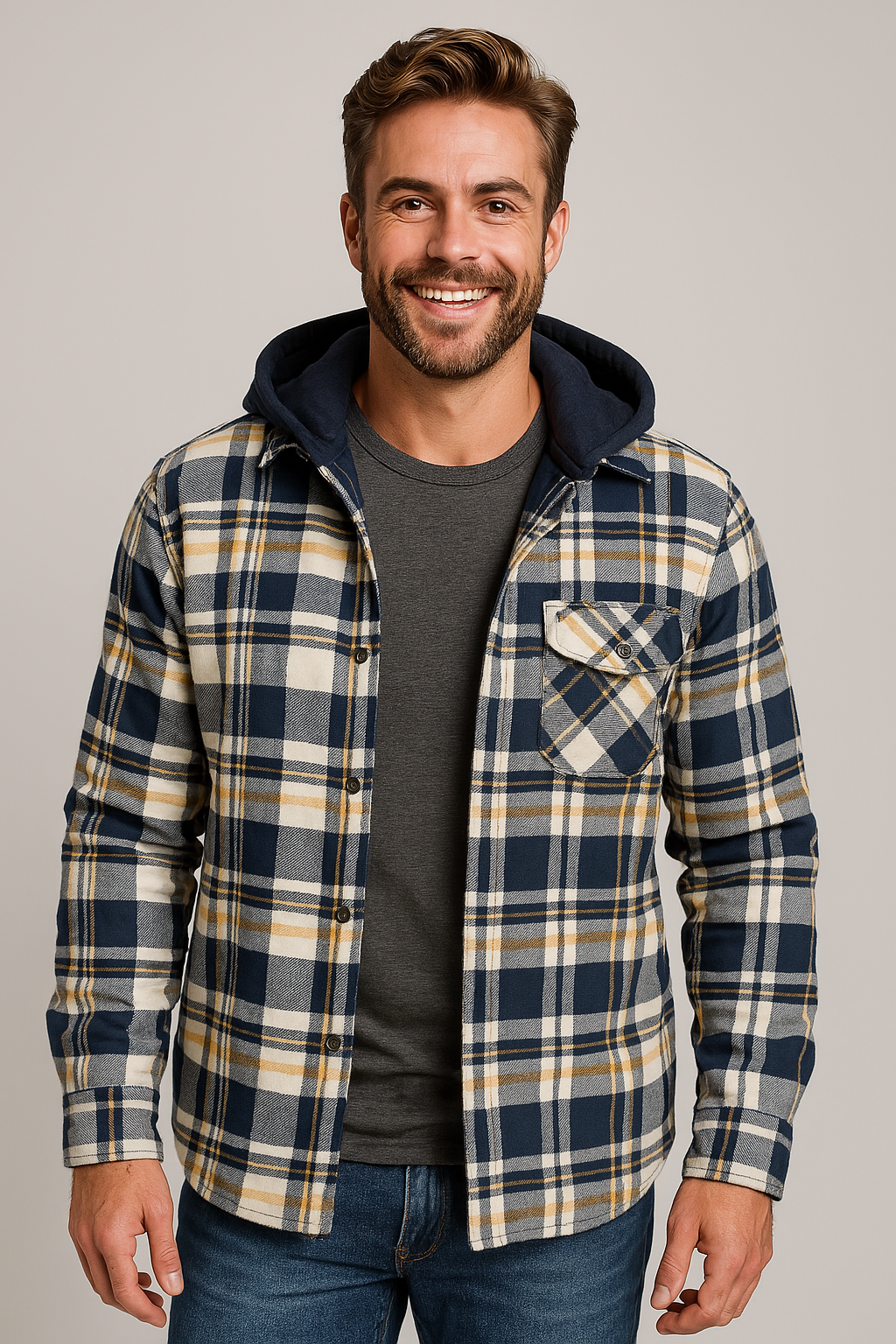 Hartstem | All Season Men Flannel Checkered Jacket for Versatile Year Round Wear - Northeart Couture