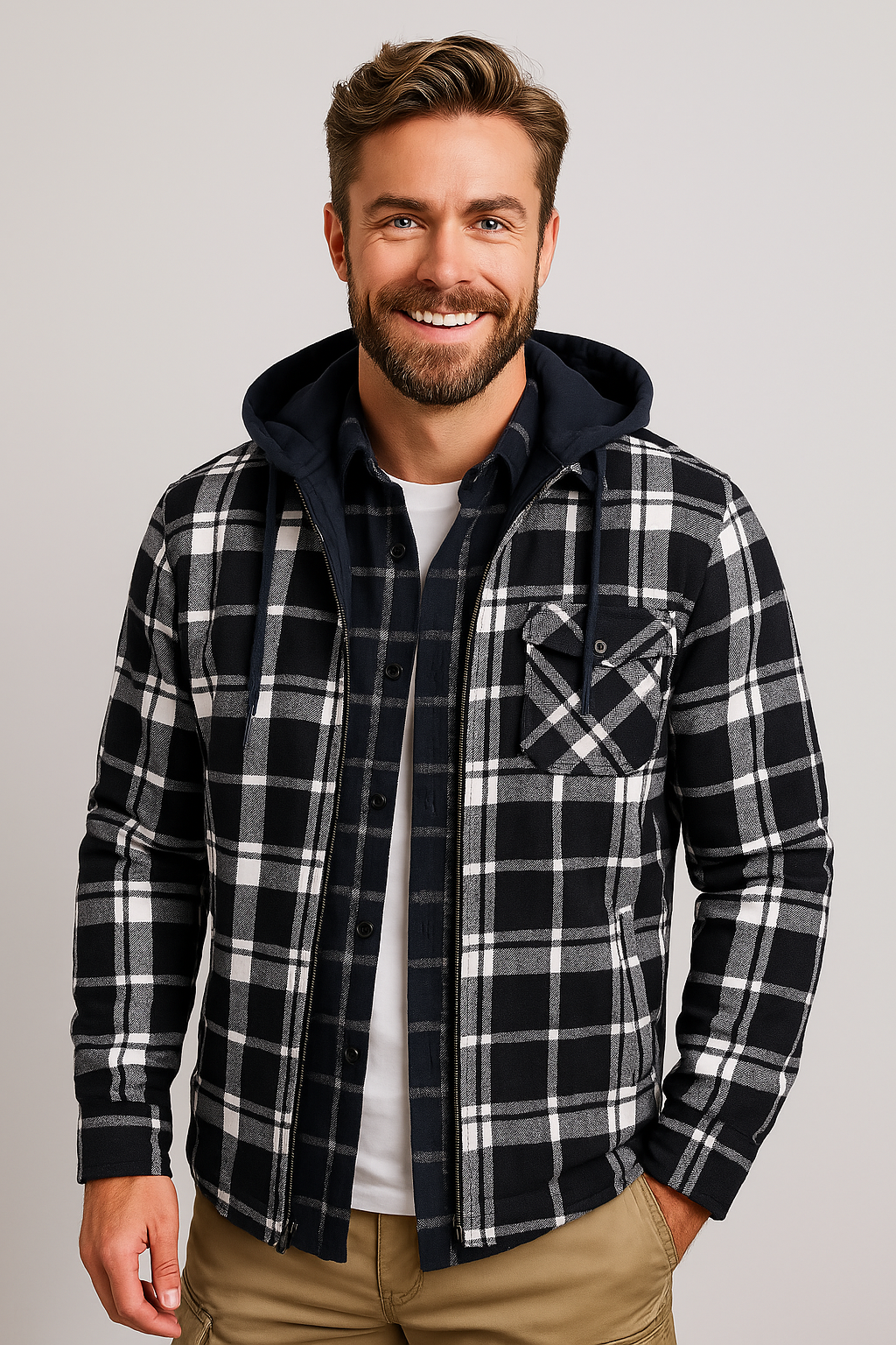 Hartstem | All Season Men Flannel Checkered Jacket for Versatile Year Round Wear - Northeart Couture