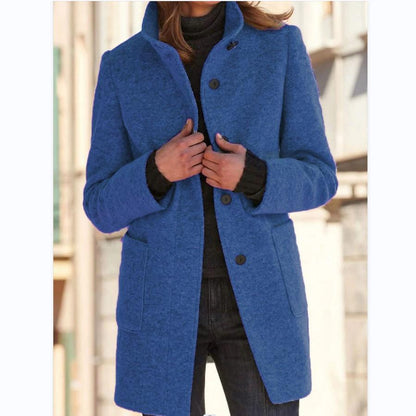 Amanda | Classic Wool Women Coat with Retro Button Closure - Northeart Couture