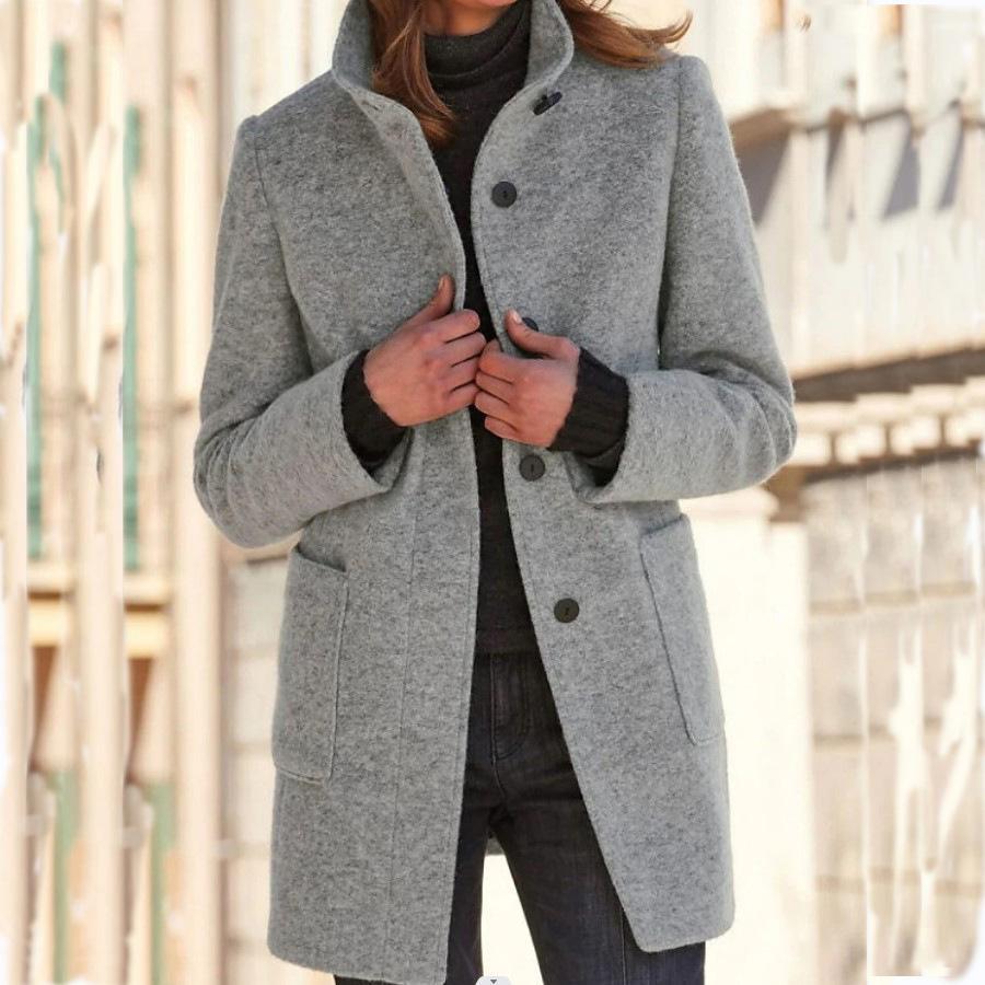 Amanda | Classic Wool Women Coat with Retro Button Closure - Northeart Couture