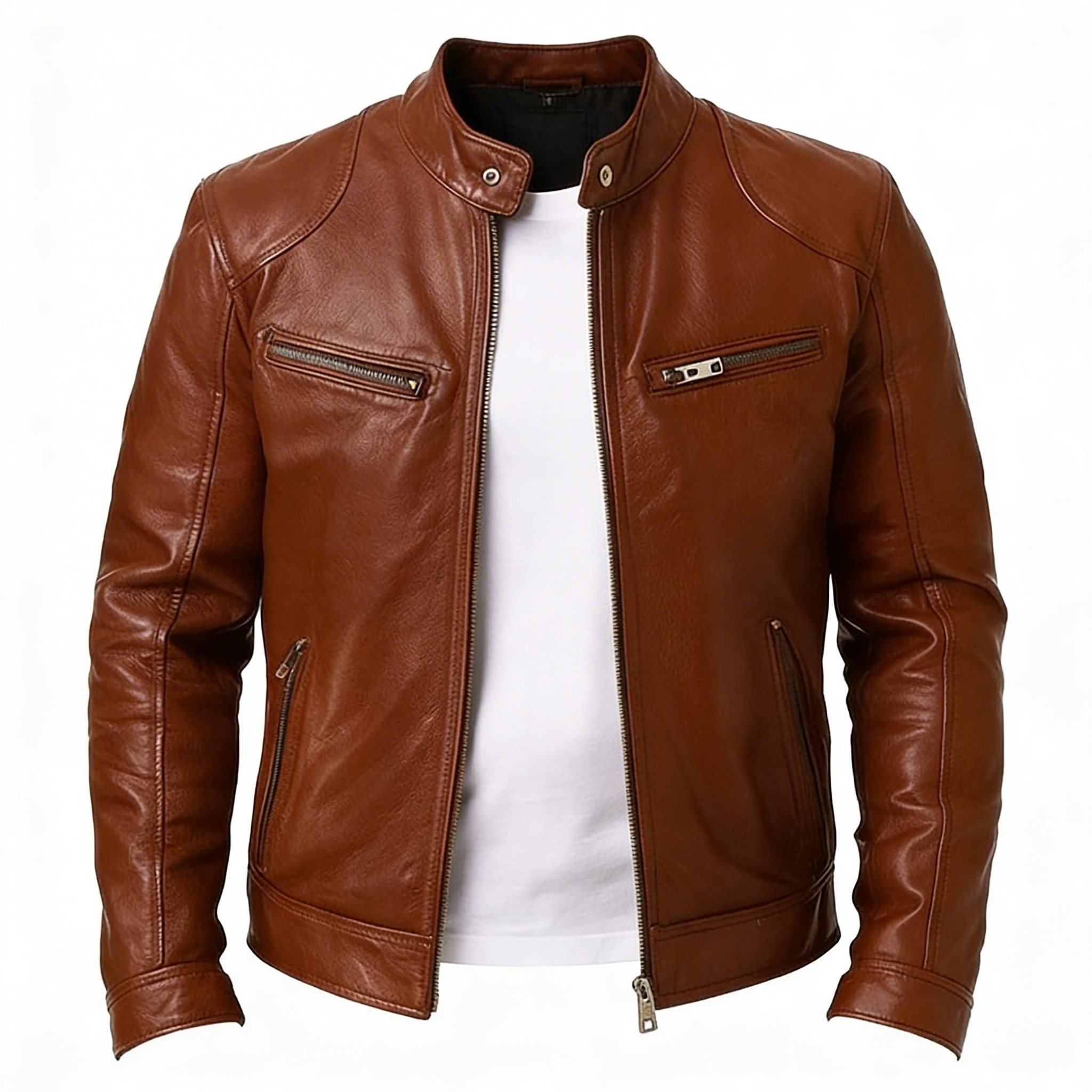Rino | Men’s Casual Premium Leather Jacket – Modern Tailored Fit with Sleek Zip Closure - Northeart Couture