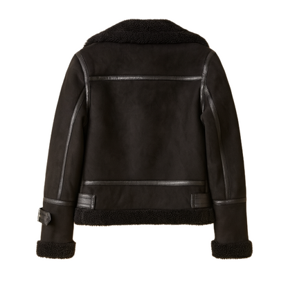 Naomi | Leather Women Jacket with Sherpa Lining - Northeart Couture