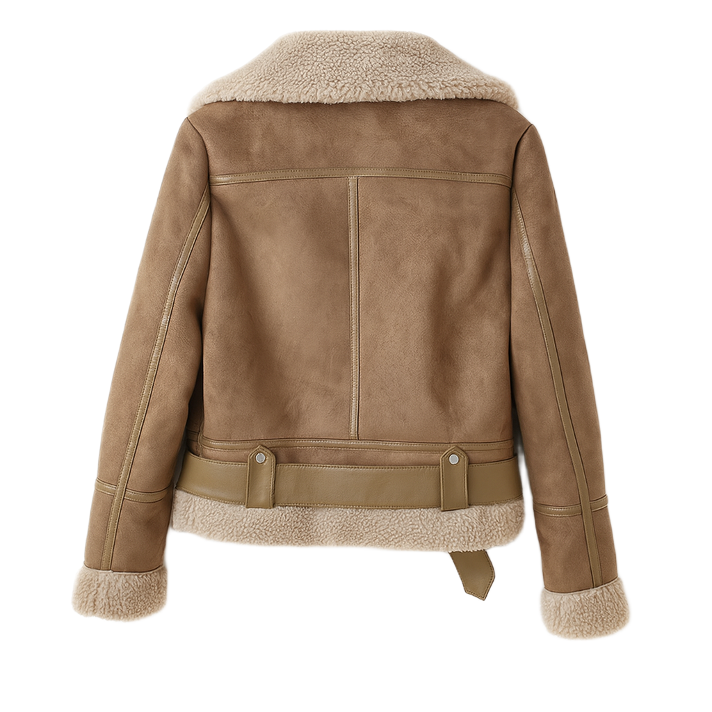 Naomi | Leather Women Jacket with Sherpa Lining - Northeart Couture
