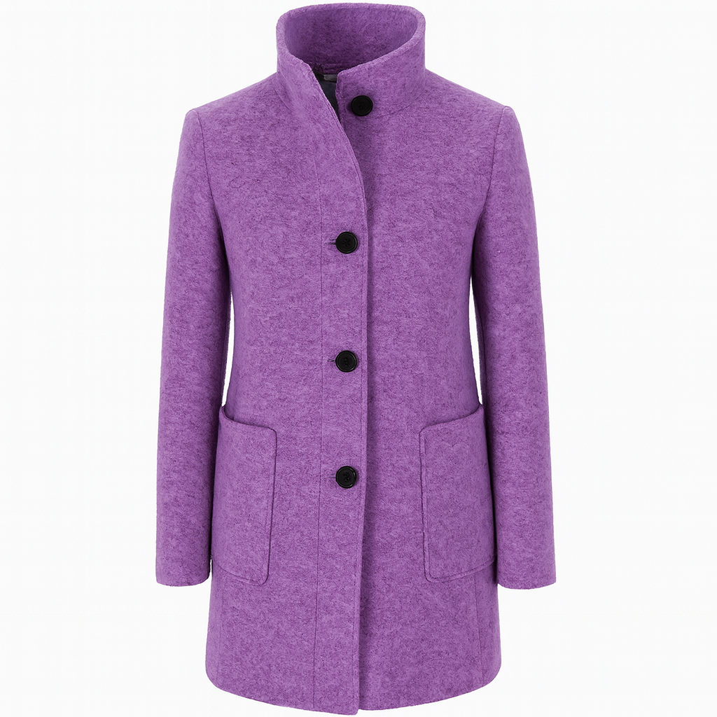 Amanda | Classic Wool Women Coat with Retro Button Closure - Northeart Couture