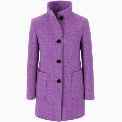 Amanda | Classic Wool Women Coat with Retro Button Closure - Northeart Couture