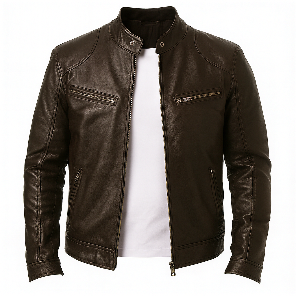 Rino | Men’s Casual Premium Leather Jacket – Modern Tailored Fit with Sleek Zip Closure - Northeart Couture