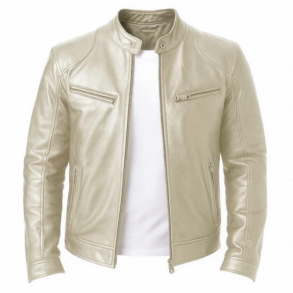 Rino | Men’s Casual Premium Leather Jacket – Modern Tailored Fit with Sleek Zip Closure - Northeart Couture