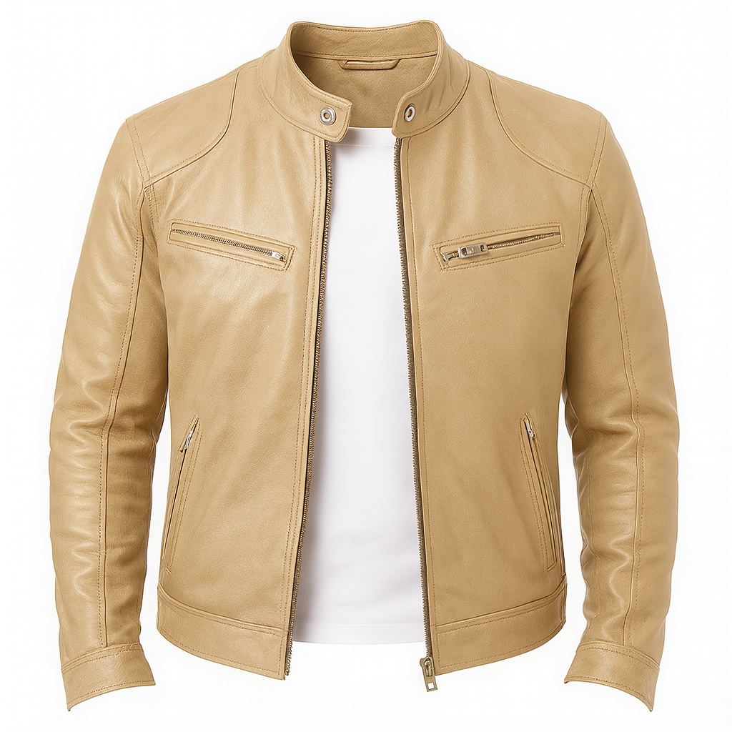 Rino | Men’s Casual Premium Leather Jacket – Modern Tailored Fit with Sleek Zip Closure - Northeart Couture