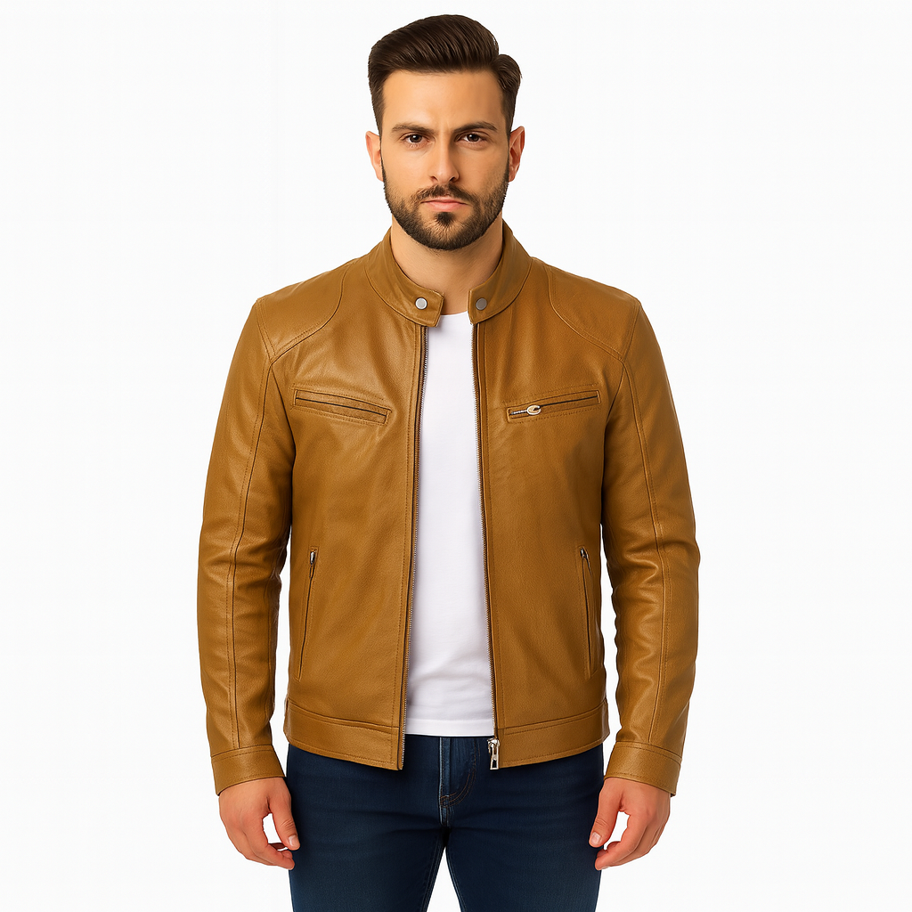 Rino | Men’s Casual Premium Leather Jacket – Modern Tailored Fit with Sleek Zip Closure - Northeart Couture