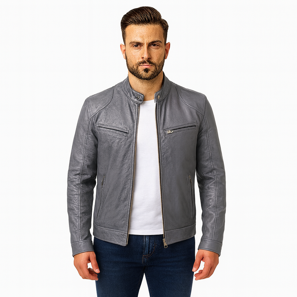 Rino | Men’s Casual Premium Leather Jacket – Modern Tailored Fit with Sleek Zip Closure - Northeart Couture