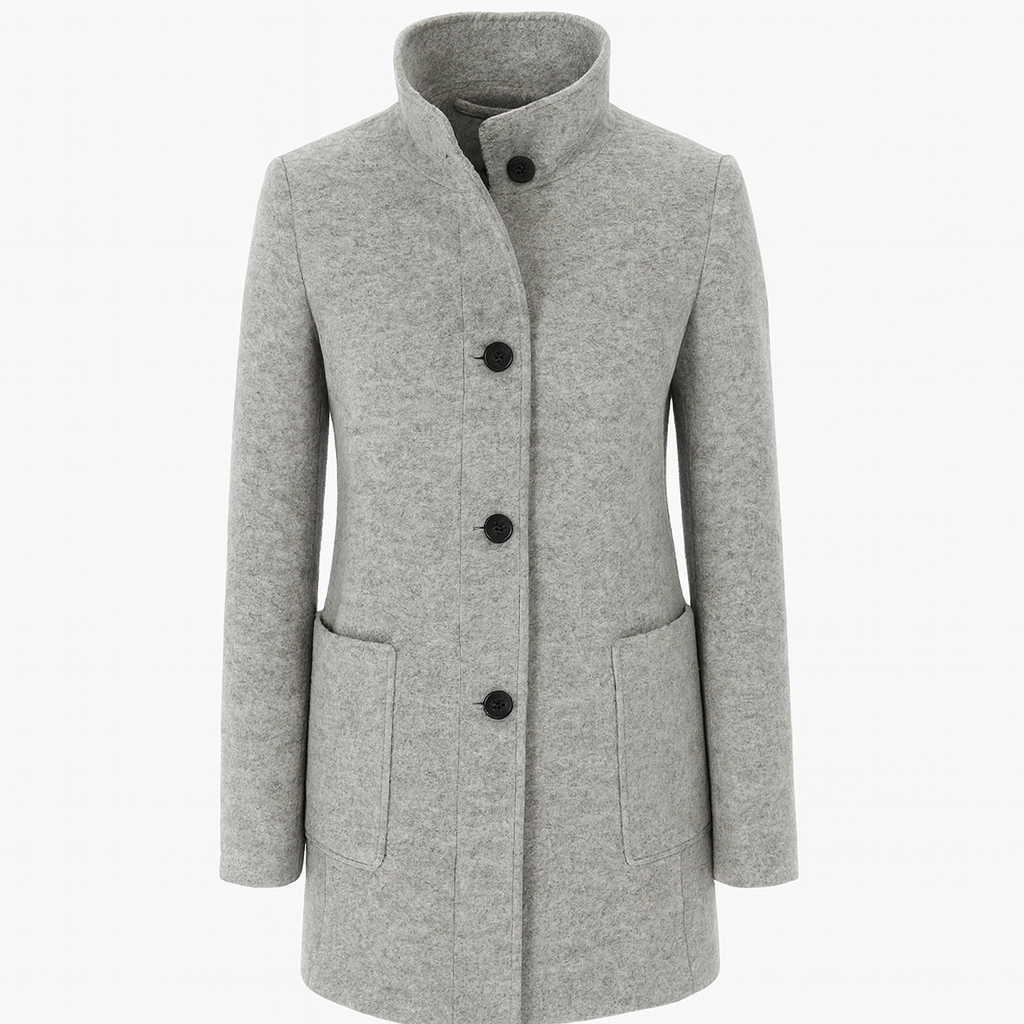 Amanda | Classic Wool Women Coat with Retro Button Closure - Northeart Couture