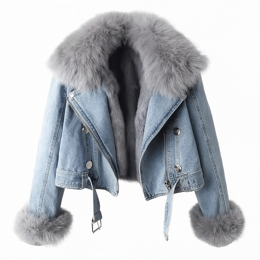 Mona | Urban Elegance Denim & Fur Jacket - Northeart Couture