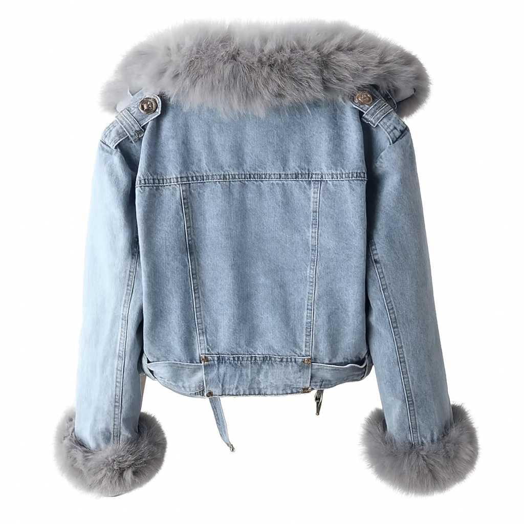Mona | Urban Elegance Denim & Fur Jacket - Northeart Couture