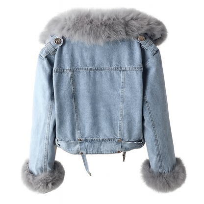 Mona | Urban Elegance Denim & Fur Jacket - Northeart Couture