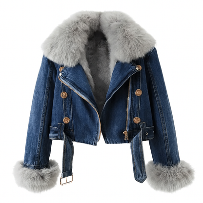 Mona | Urban Elegance Denim & Fur Jacket - Northeart Couture