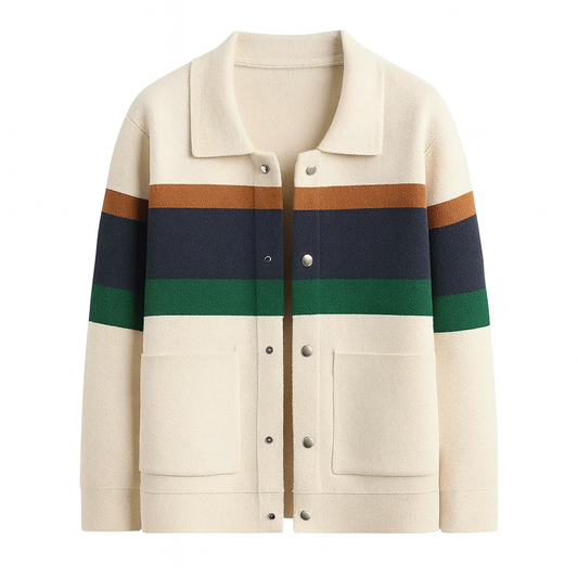 Andrei | Color Stripes Knitted Cardigan Artisanal Comfort with Visual Depth - Northeart Couture