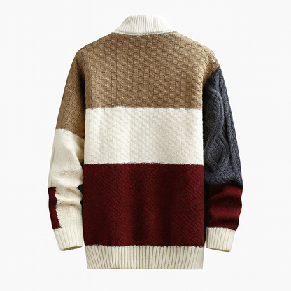 Orion | Men Structured Knit Sweater with Color Patches - Northeart Couture