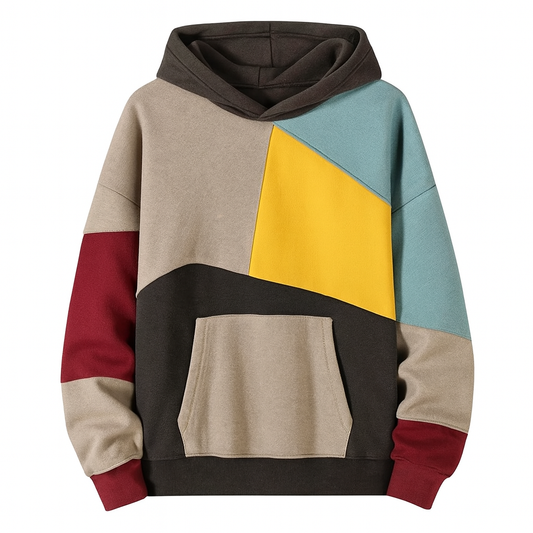 Kai | Oversized Cotton Hoodie with Patchwork Detail - Northeart Couture