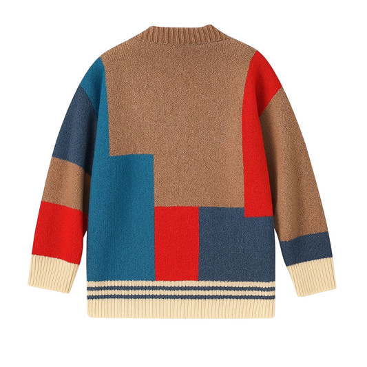 Felix | 90s Patchwork Cardigan — Bold Colorblock Knit for Everyday Expression - Northeart Couture