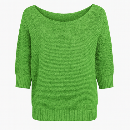 Aubrey | Elegant Knitted Pullover Three Quarter Sleeve Sweater - Northeart Couture