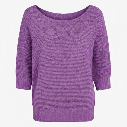 Aubrey | Elegant Knitted Pullover Three Quarter Sleeve Sweater - Northeart Couture